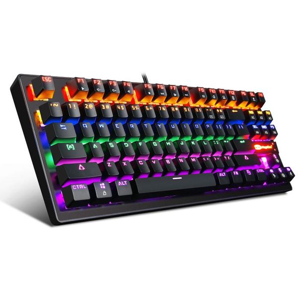 

mechanical gaming keyboard with green switch 87 keys layout rgb backlit for notebook deskpc keyboards