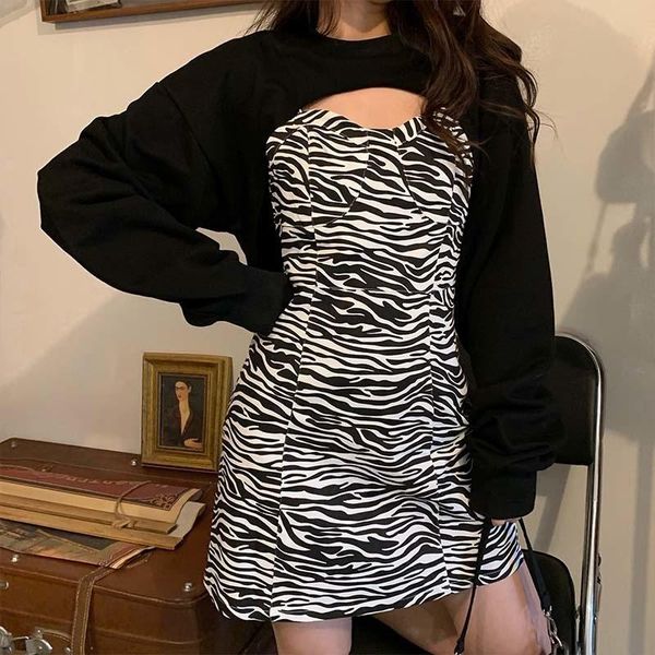 

casual dresses 2021 autumn and winter women's clothing korean advanced, Black;gray