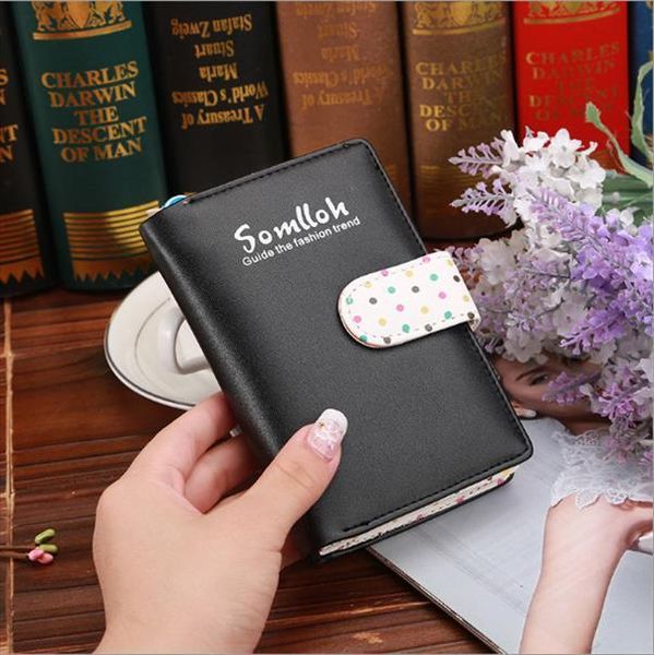 

fashion candy colors women wallets polka dots leather zipper small wallet purse cards holder for girls laddies, Red;black