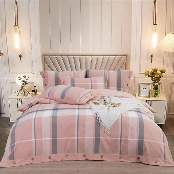 

bedding sets 100% cotton duvet cover set quilted bedspread check gingham plaid king/ 4pcs