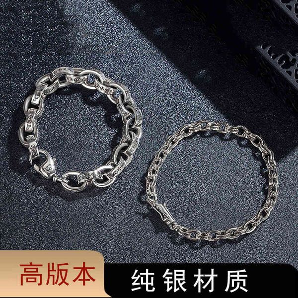 

party favor chrome/hearts bracelet high version sterling silver ch croix letter men's thick personality punk women's thi
