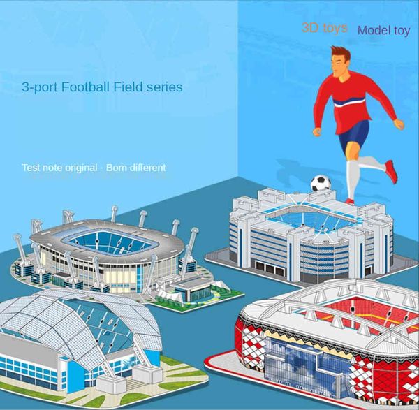 2021 nuovi giocattoli transfrontalieri campo da calcio 3D Puzzle 3D costruzione stadio manuale per bambini puzzle per giocattoli per bambini X0522