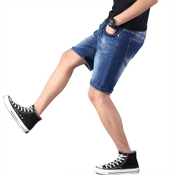 

men's shorts asian size 2021 men denim jeans half loose casual ripped summer hole elastic 8xl, White;black