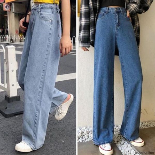 

women's jeans women loose wide leg high waist baggy ladies korean denim trousers jean shorts summer, Blue