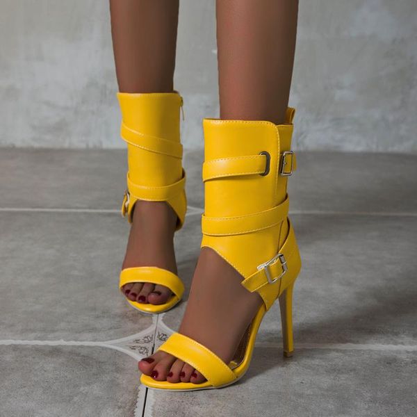 

thin heels cover heel super high zipper novelty party club summer mature 2021 woman shoes sandals plus size 34-50 dress, Black