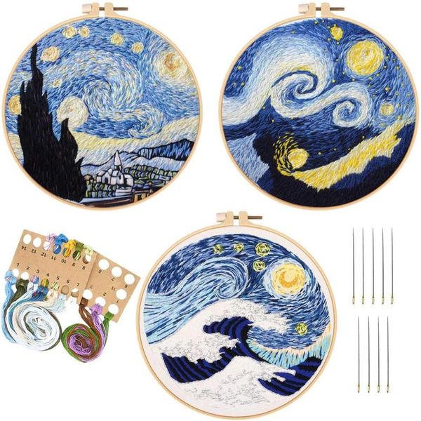 

3pcs/set embroider kit with embroidered thread needle imitation bamboo embroidery hoop other arts and crafts