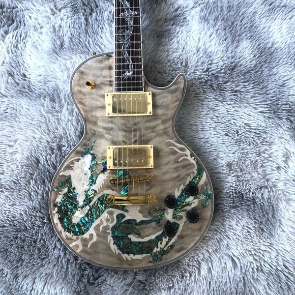 

electric guitar selling wholesale dragon pattern gold hardware