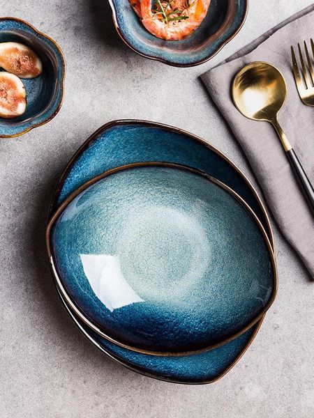 

dishes & plates eecamail kiln glazed art retro ceramic dish home tableware western plate rice bowl soup pasta dessert