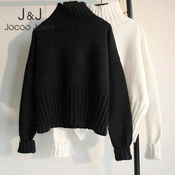 

women warm thick white turtleneck sweater casual batwing sleeve high elasticity ribbed loose knitted sweater retro pullover 210518, White;black