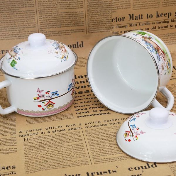 

bowls creative, retro enamel milk cup, coffee with lid fast cup