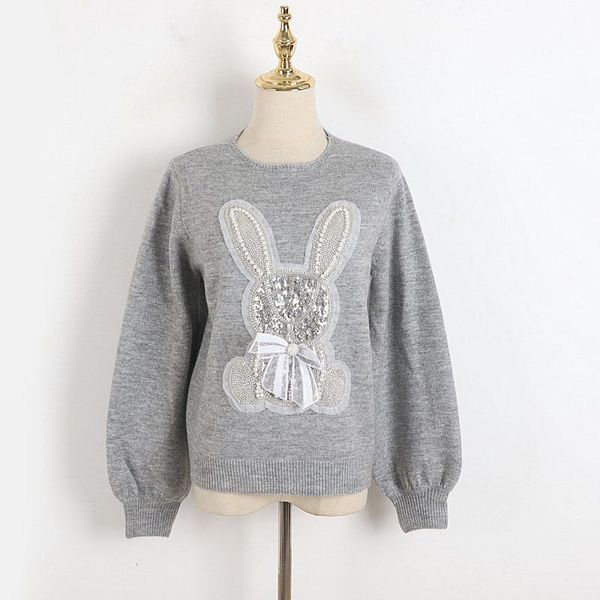 

women's sweaters designer knitted pullovers for women causel o neck beaded sequins lace bow sweater, White;black