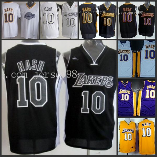 

los angeles laker men 10 steve nash retro basketball jersey, Black
