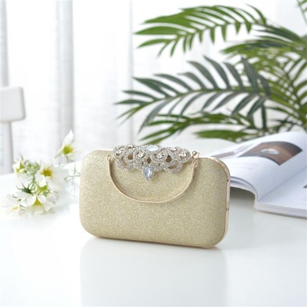 

new fashion crown inlaid with diamond and glittering powder banquet hand dress cross cheongsam bag