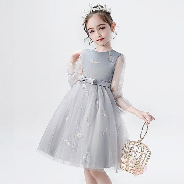 

children's lace dress casual girl clothing knee length bridal flower mesh fabric ta09 girl's dresses, Red;yellow