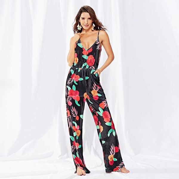 

women's jumpsuits & rompers split-fork printed jumpsuit 2021 spring and summer explosions pants, Black;white