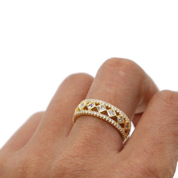 

wedding rings mens rock fashion daily wear jewelry for homme punk dainty finger 2 layers gold color full cz size 7wholesale, Slivery;golden
