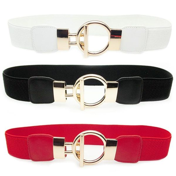 

women buckle waistband wide elastic stretch waist belt for dress belts, Black;brown