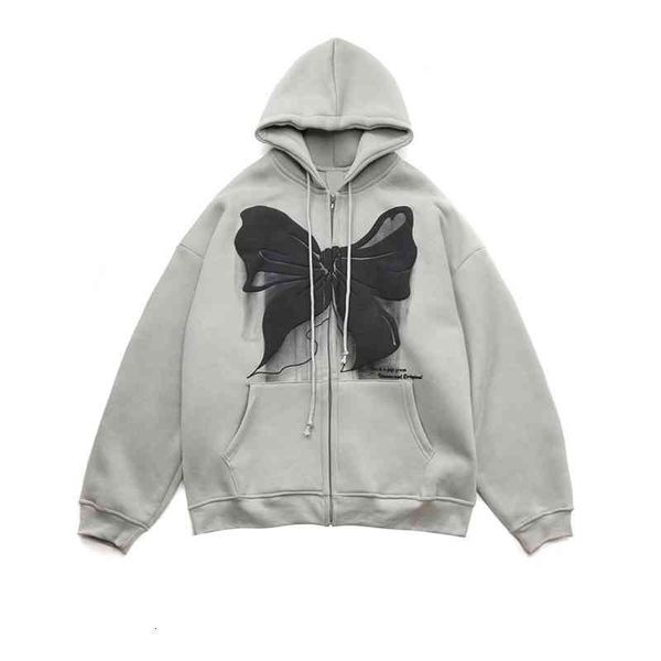 

women's hoodies & sweatshirts hoodie with bow printed on front and back, hip hop street clothes, harajuku animation zipper cardigan, y2, Black