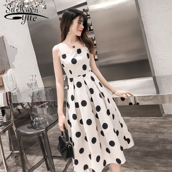 

summer women fashion long dress mid-length waist big wave point beautiful lady 3264 50 210521, Black;gray