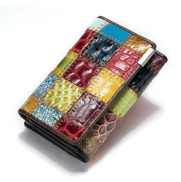 Großhandel Lady Short Wallets Echtes Leder Farb Trendy Mode Coin Geldbörse Multi-Card-Taschenkupplung Wallet 3485