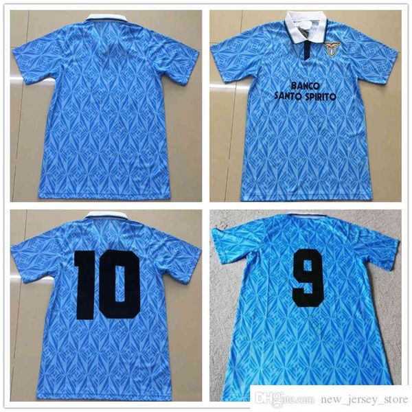 

1991 lazio retro old version soccer jerseys 1991 1992 lazio immobile sergej lulic luis alberto maglie calcio custom home blue football shirt, Black;yellow