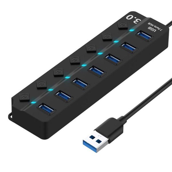 

hubs powered usb 3.0 hub 4/7 port high speed data splitter with individual switches converter for pc computer desklaptop