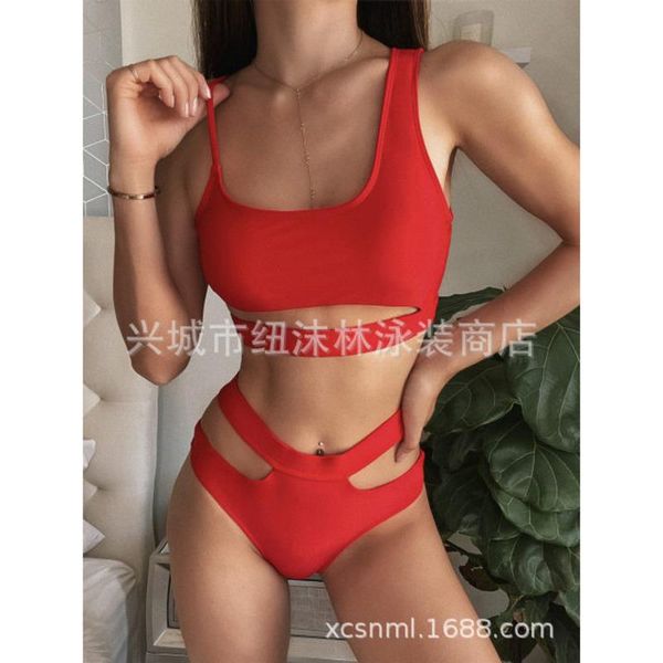 

bikini female swimsuit high waist swimwear 2021 women two-pieces set solid bather bathing suit swim women's, White;black