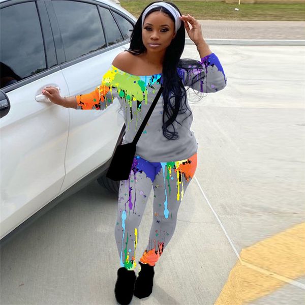 

two piece outfits fall clothes for women tie dye print t shirt crop and skinny pants casual tracksuit, Black;white