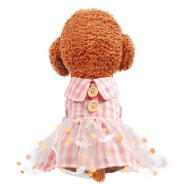 

dog apparel cute lattice dress tutu skirt summer female girl puppy hoodie shirt clothes costume for yorkie chihuahua