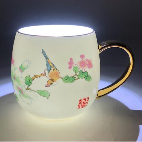 

Mugs Chinese Pastoral Style Ceramic Coffee Cup Plant Flower Phnom Penh Creative Mug Irregular Tray Living Room Decoration Accessories