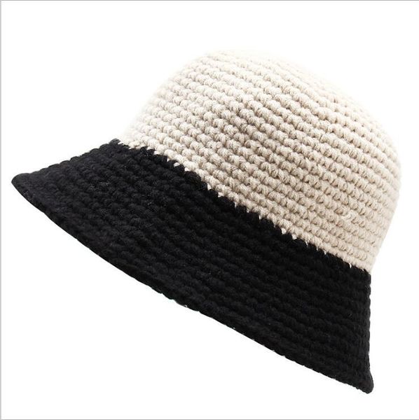 

wide brim hats ladies autumn/winter cotton fisherman cap hand-woven basin hat fashion personality knitted tide, Blue;gray