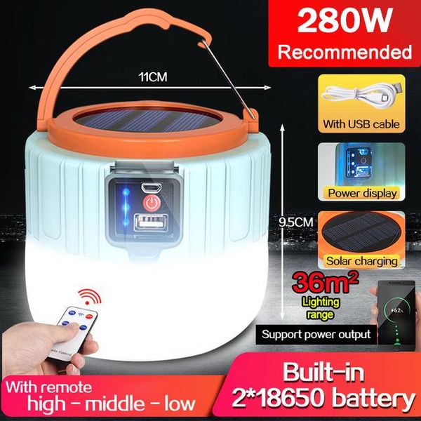 

portable lanterns 20000lm solar led camping light usb rechargeable bulb for outdoor tent lamp emergency lights bbq hiking