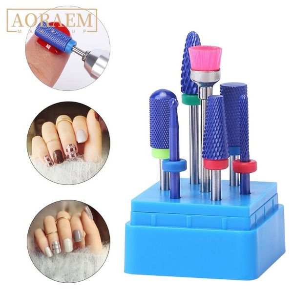 

nail art equipment aoraem drill milling cutter manicure buffer for electric drills machine cuticle tools nails ceramic files, Silver