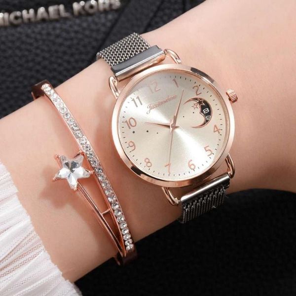 

wristwatches drop women rose gold mesh strap women's fashion watches simple numbers dial luxury quartz clock reloj, Slivery;brown