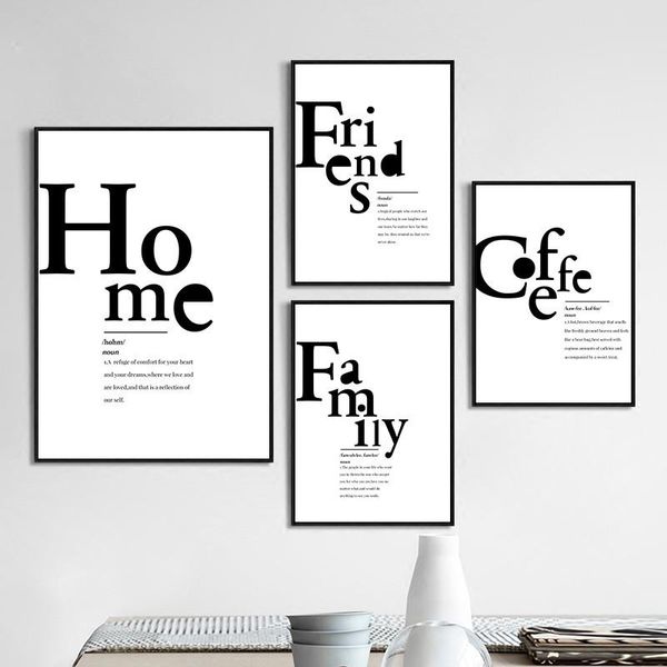 

paintings family home friends coffee quotes art canvas painting print black and white minimalist wall posters modern decor yx068