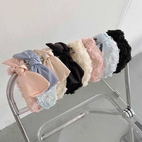 

girls hair accessories sticks bowknot teenage kids headbands princess childrens lace bows fashion head bands b7406, Slivery;white