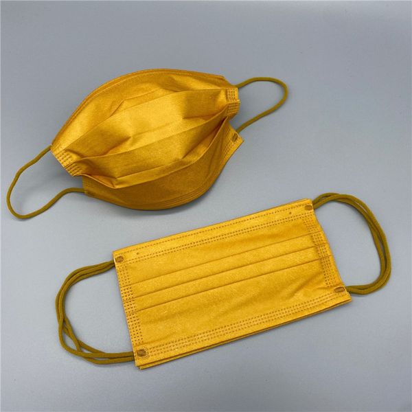 Maschera monouso in oro Maschere per il viso per stilista di moda per adulti Protezione in tessuto non tessuto a 3 strati