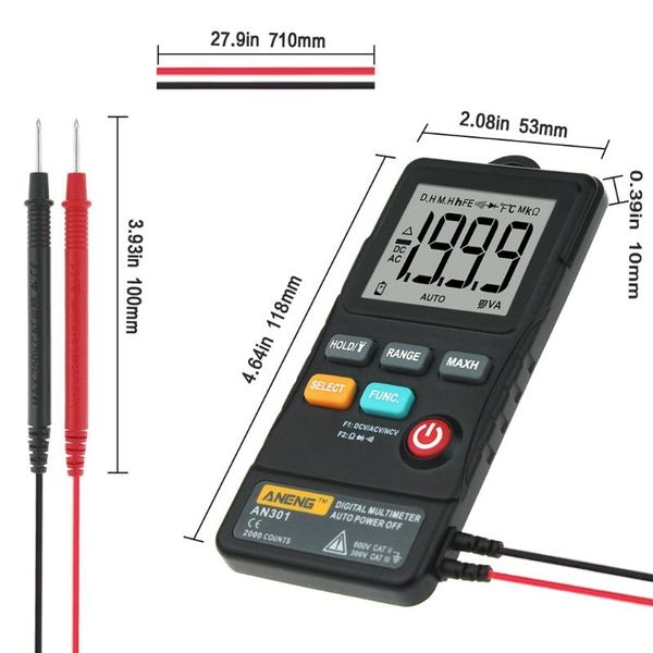 

multimeters an301 mini digital multimeter ac dc voltmeter voltage resistance meter with led h7ee