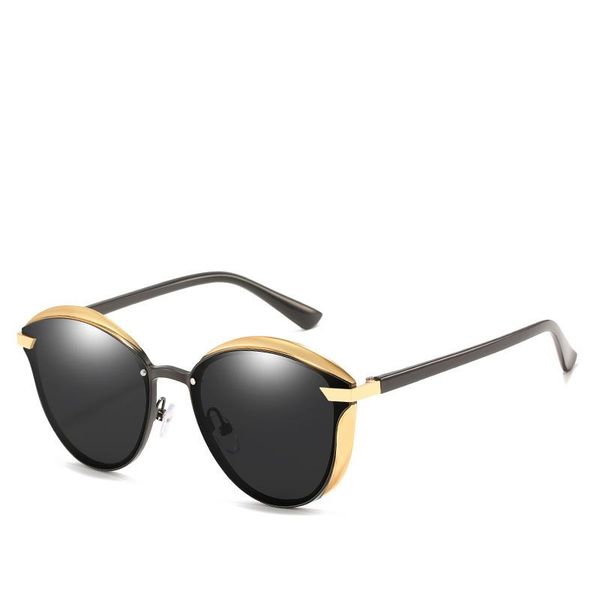 

sunglasses classic polarized retro metal round frame colorful multifunctional pattern ladies cat glasses, White;black