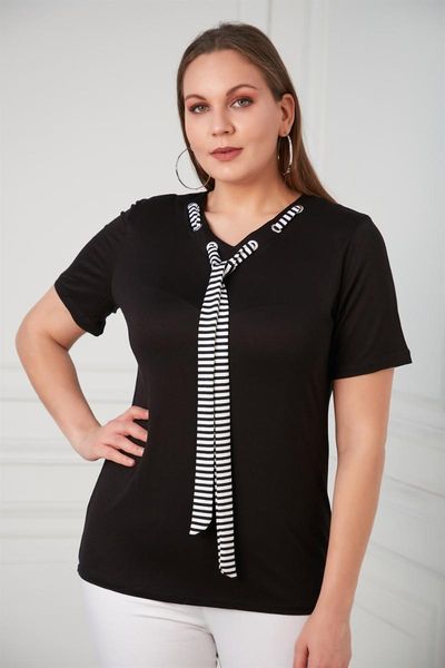 

women's blouses & shirts rmg collar girdle detail large size black blouse, White