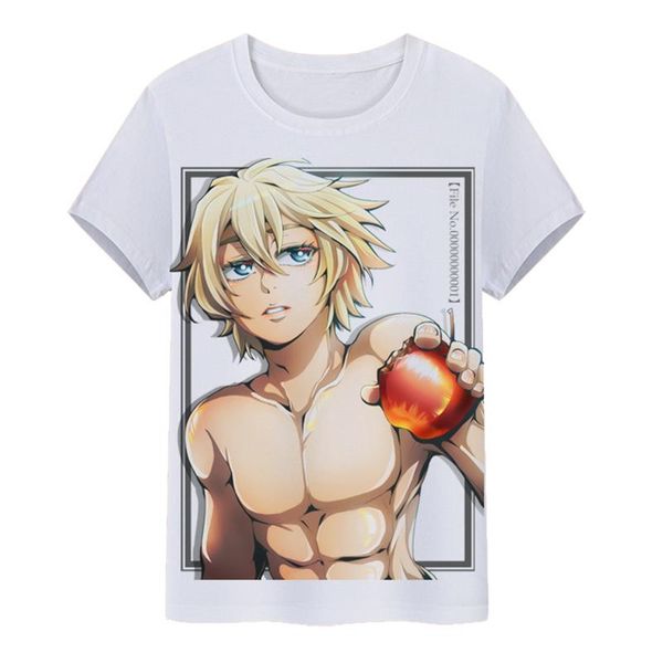 

men's t-shirts anime record of ragnarok adam poseidon t-shirt shuumatsu no valkyrie brunhilde men tees casual short sleeve tshirt, White;black