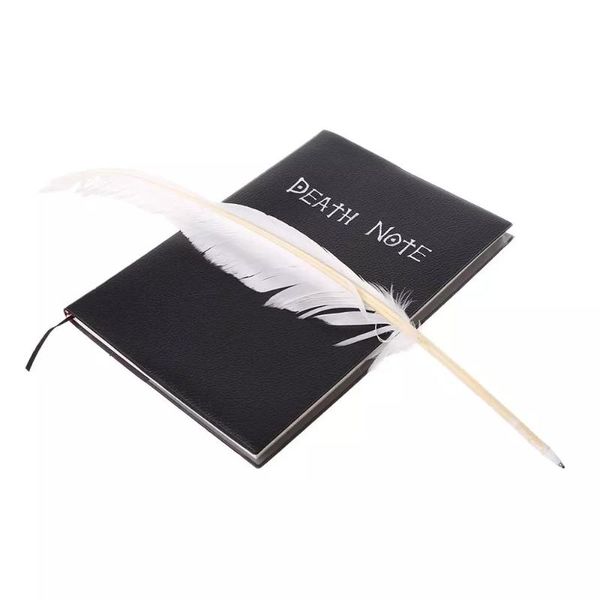 

notepads student diary anime death note notebook set leather journal and necklace feather pen pad for gift libreta, Purple;pink