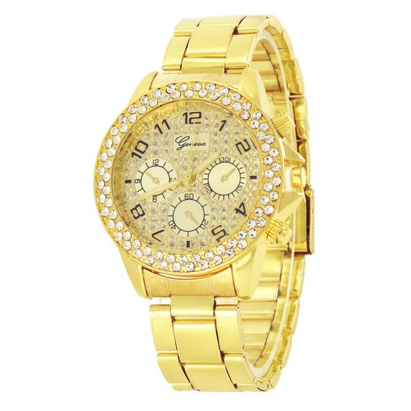 

wristwatches fashion women mens geneva crystal numbers stainless alloy quartz watches wholesale simple casual for men, Slivery;brown