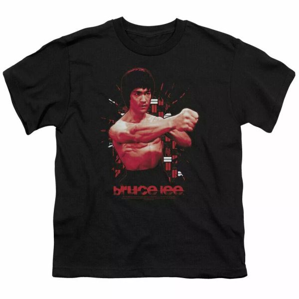 

bruce lee the shattering fist kids youth t shirt licensed martial arts tee black, White;black