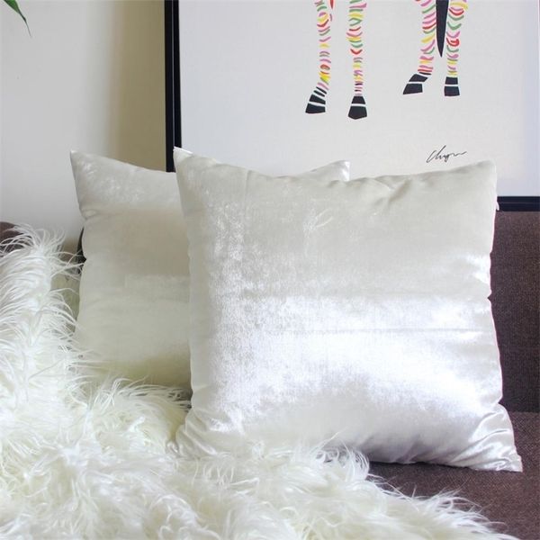 2 pacotes Casos de almofadas decorativas brancas para sofá cama sofá moderno veludo caseiro almofadas de prata verde 210317