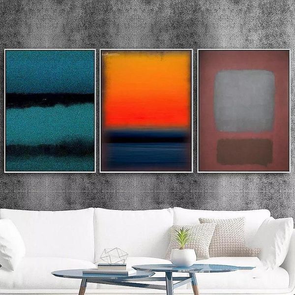 

paintings mark rothko poster classic abstract works orange red yellow canvas painting wall art picture for aesthetic room home decor
