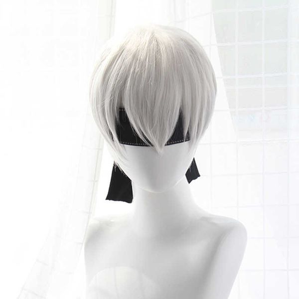 Alta qualità YoRHa No.2 Tipo B 2BYoRH 2A 9S 2B parrucca Parrucca Cosplay NieR: Automata Costume Play Parrucche Costumi Capelli + Protezione parrucca Y0913