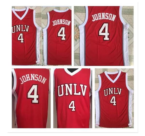 

#4 larry johnson unlv uniforms nedava red college stitched university retro basketball jersey size s, Black