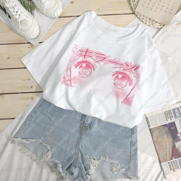 

japanese anime cartoon sailor women moon print summer fun kawaii casual o neck short sleeve tee female, White