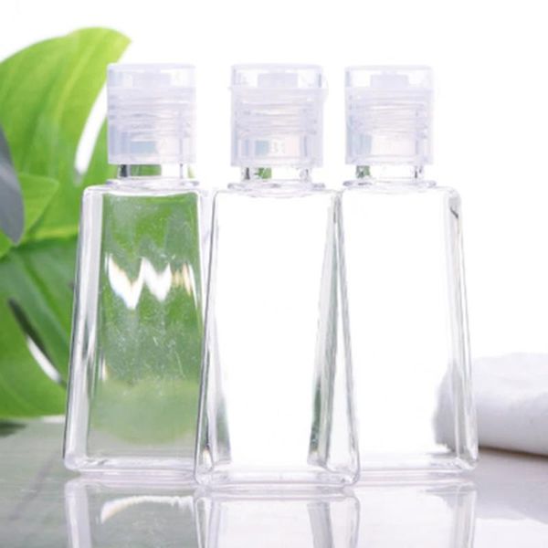 

storage bottles & jars 10pcs refillable travel transparent plastic trapezoidal empty hand sanitizer spray bottle 30ml flip cap